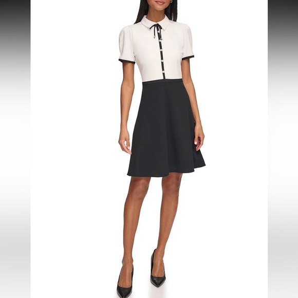 Karl Lagerfeld Paris Scuba Crepe Bow Fit And Flare Dress Size 8, NWT. - Picture 5 of 7